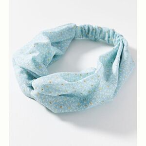 Anthropologie Taylor Twist Blue Knot Pixie Floral Headband with Metallic Dots